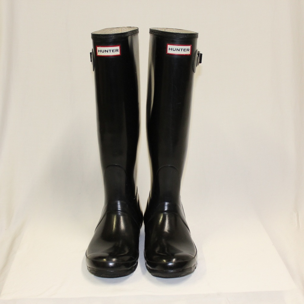 Hunter Original Tall Black Gloss Rain Boots Size 8